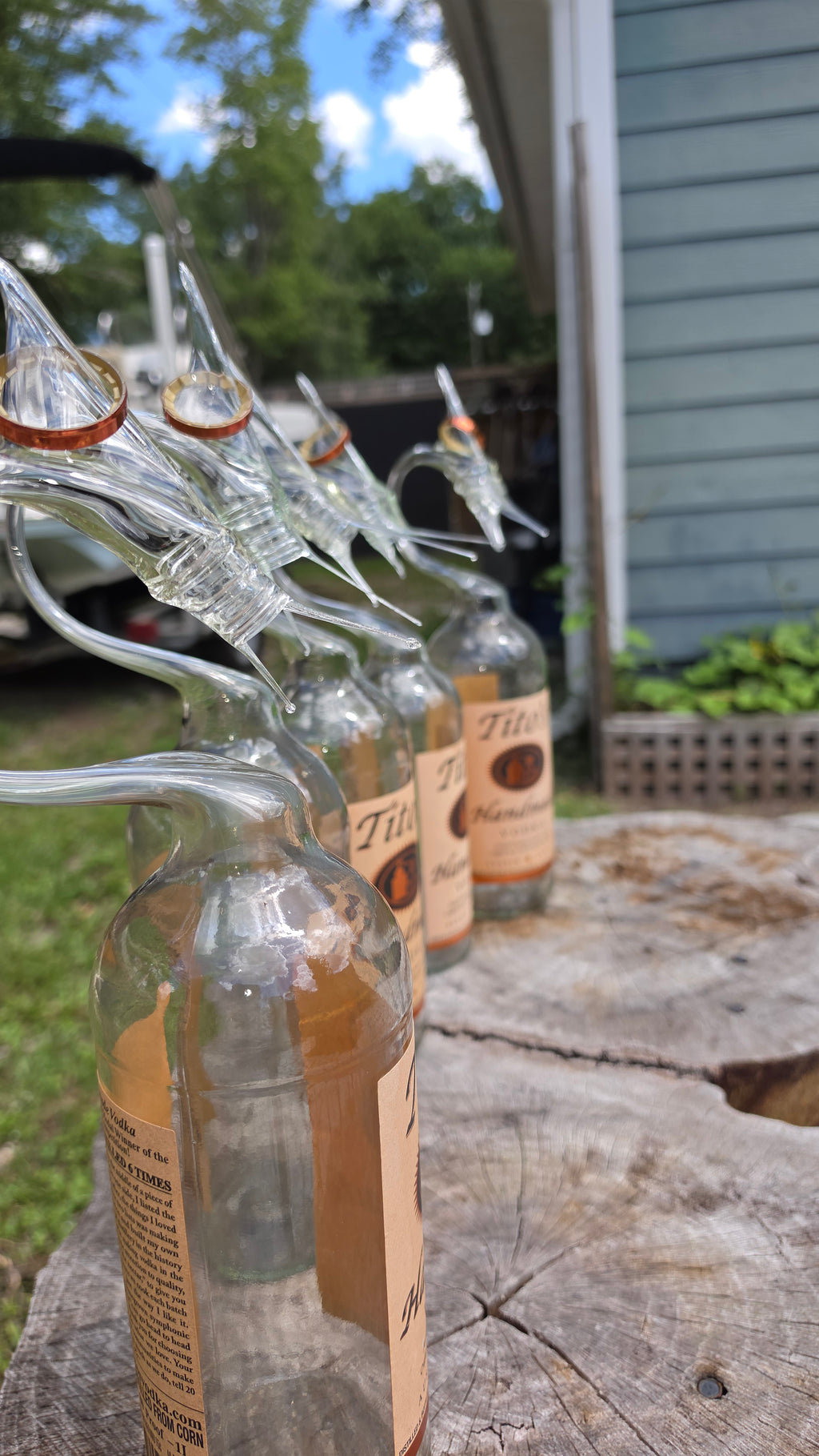 Clear Glass Marlin Bottle Sculpture – Handcrafted Fishing Art Gift