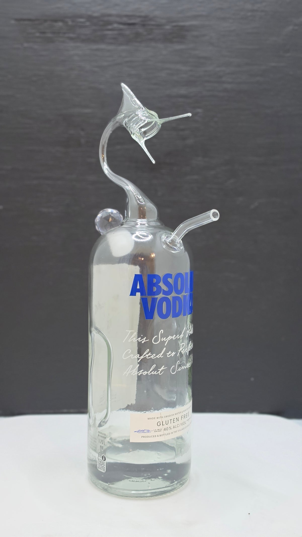 1.75L Absolutely Large Marlin Shot Pouring Bottle — Handcrafted Glass Sculpture