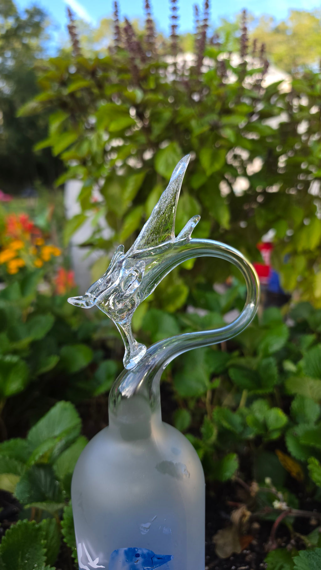Smooth Clear Glass Dragon Bottle Sculpture – Handcrafted Premium Art