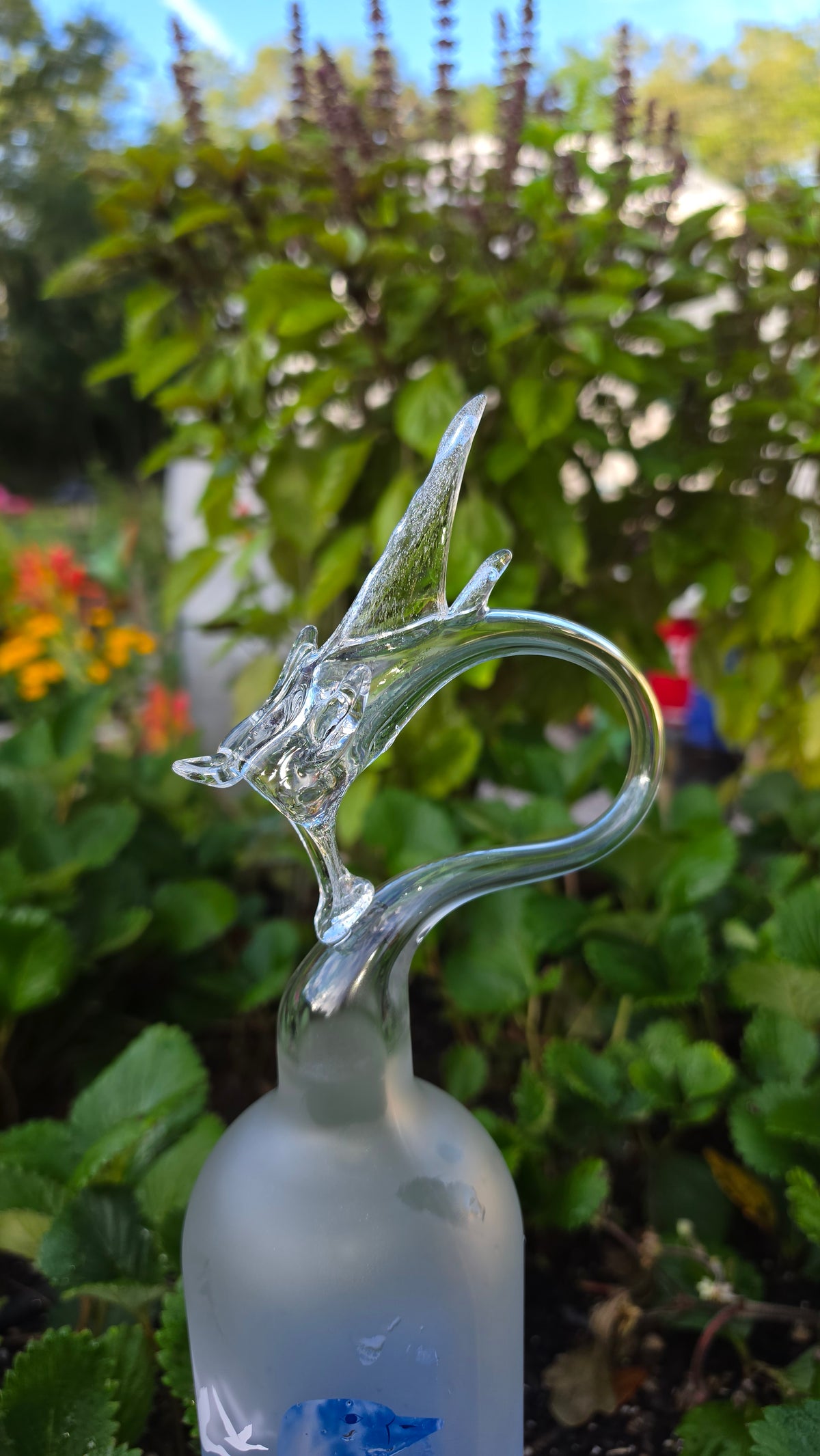 Smooth Clear Glass Dragon Bottle Sculpture – Handcrafted Premium Art