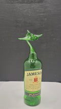 Green Manta Ray Glass Bottle Sculpture – Handcrafted Decorative Art – view 1