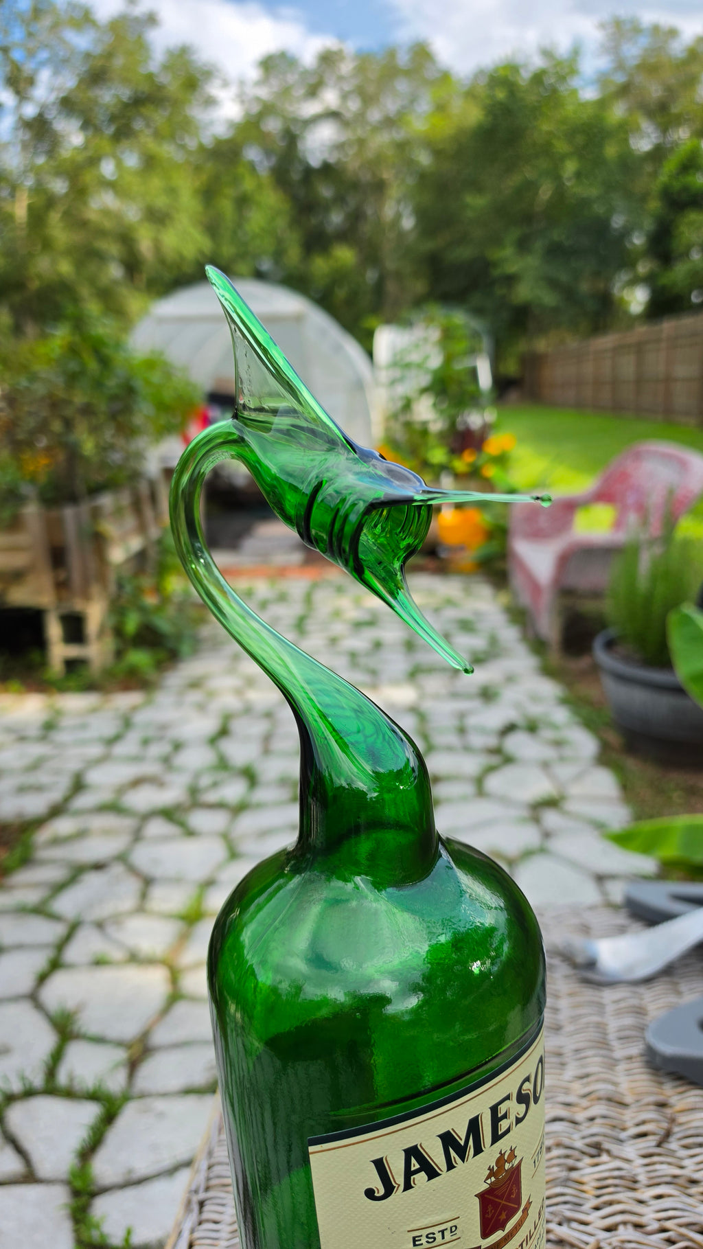 Giant Glass Marlin Bottle Sculpture – Handcrafted Large Format Art