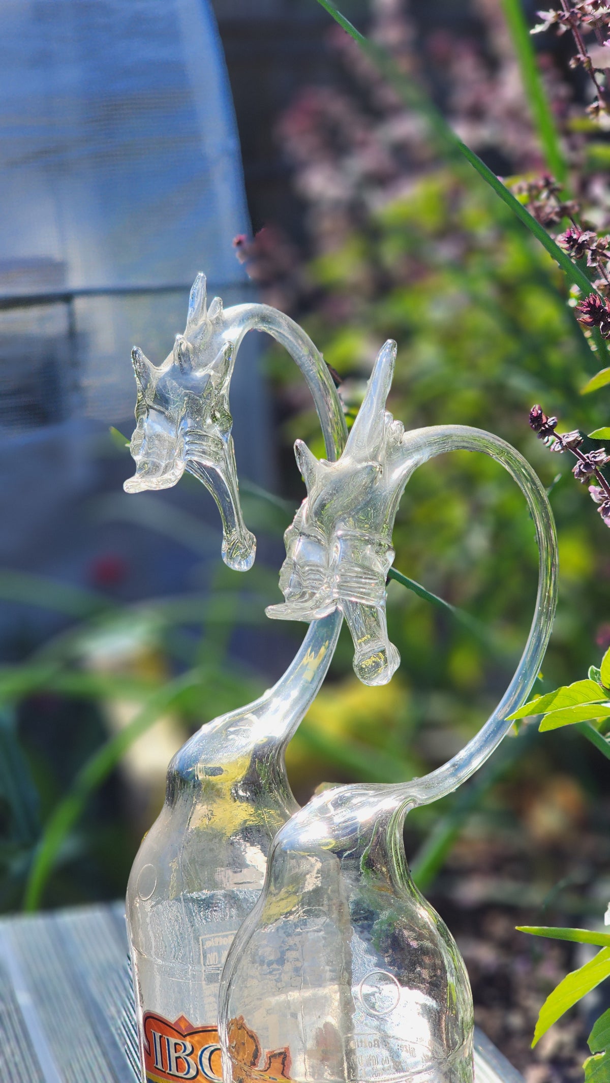 Cream Soda Dragon Bottle Sculpture Pair – Handcrafted Novelty Art Set