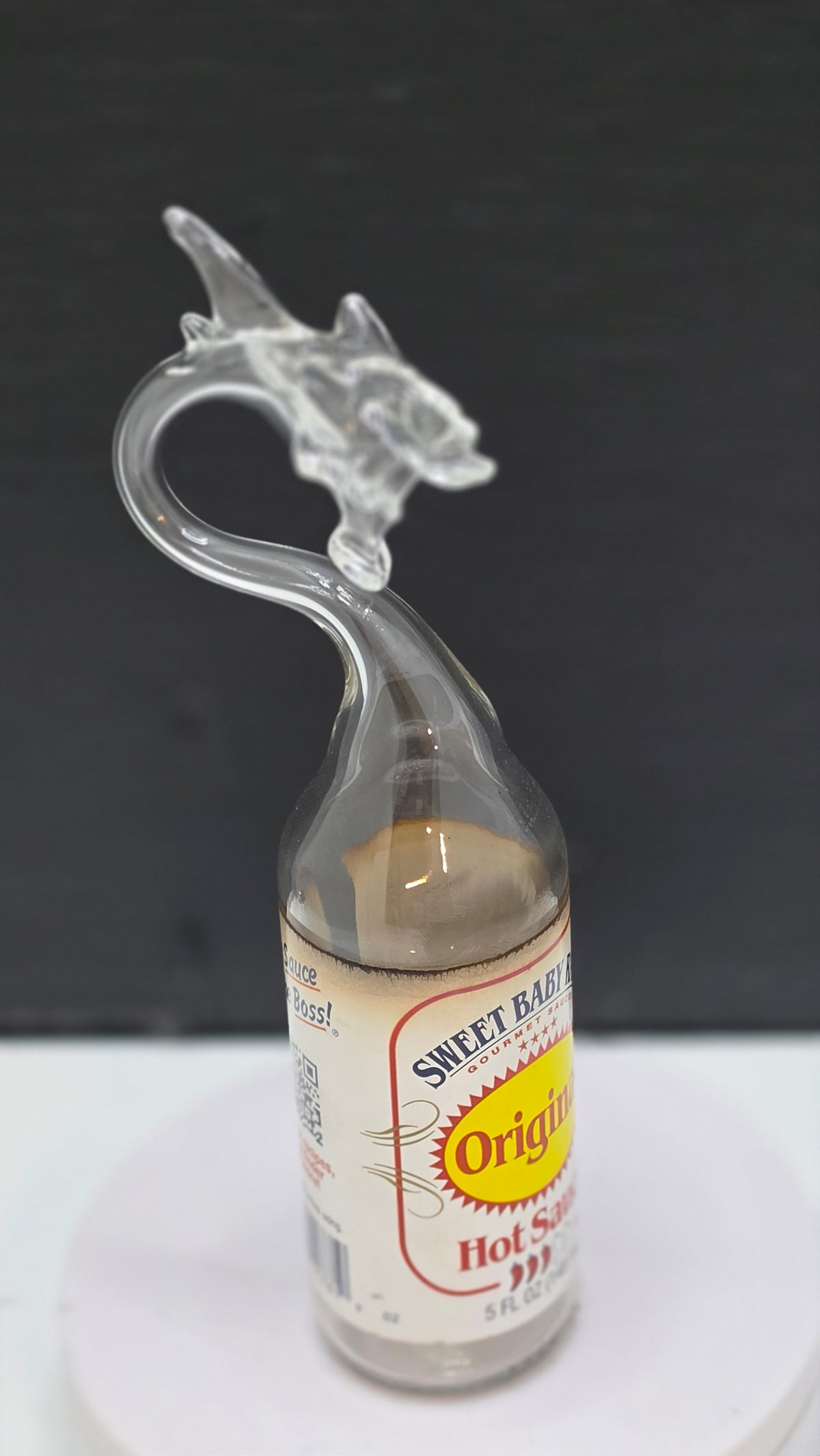 Amber Dragon Glass Bottle Sculpture — Handcrafted Decorative Art | Essenar
