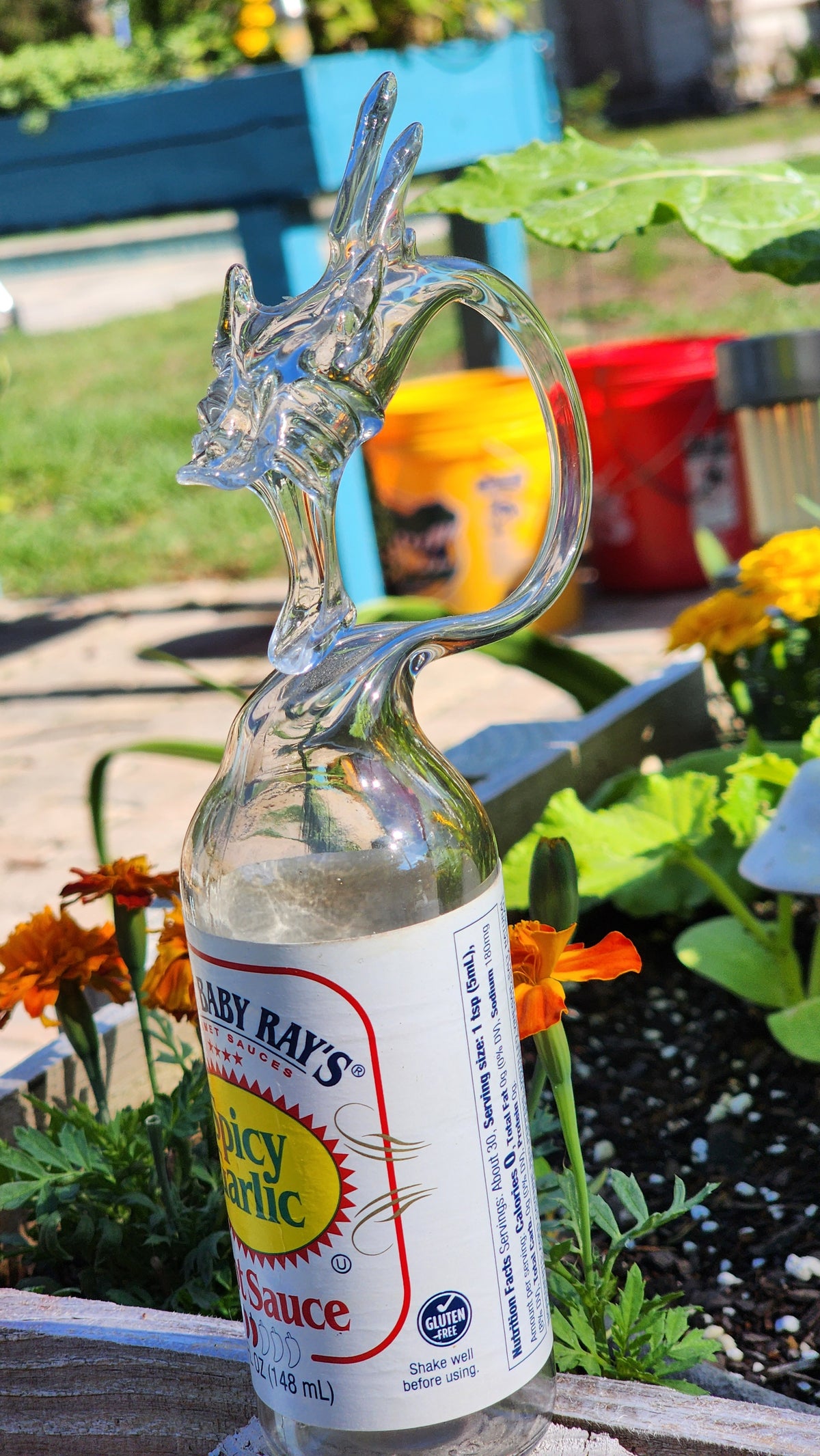 BBQ Sauce Dragon Bottle Sculpture – Handcrafted Kitchen Art