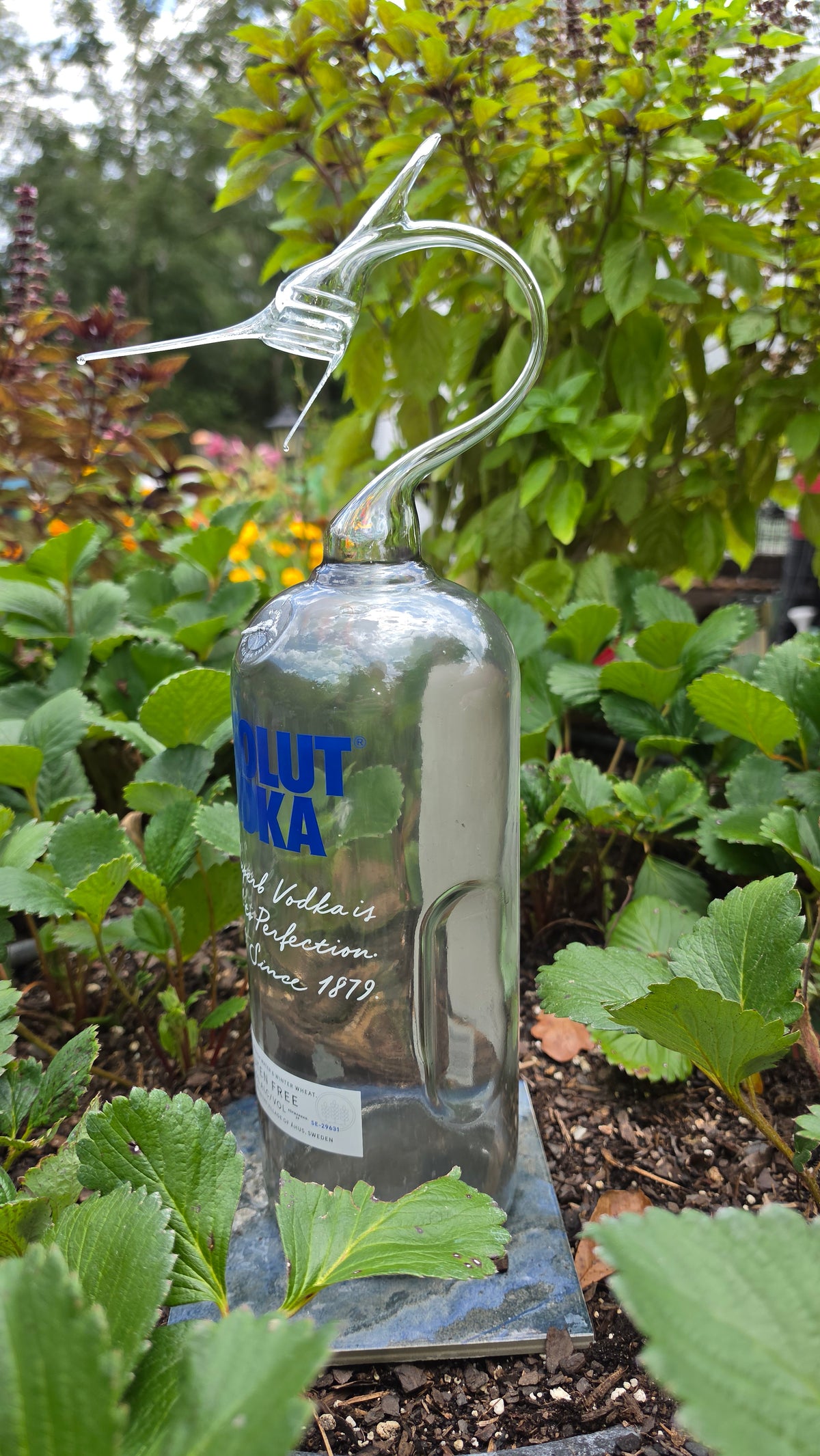 Luminous Clear Glass Marlin Bottle Sculpture – Handcrafted Leaping Art