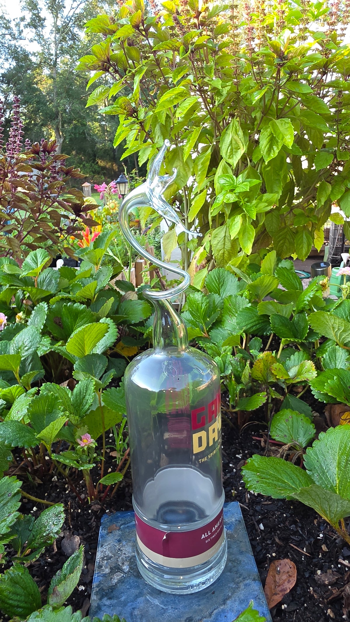 Delicate Glass Lily Bottle Sculpture – Handcrafted Floral Art Piece