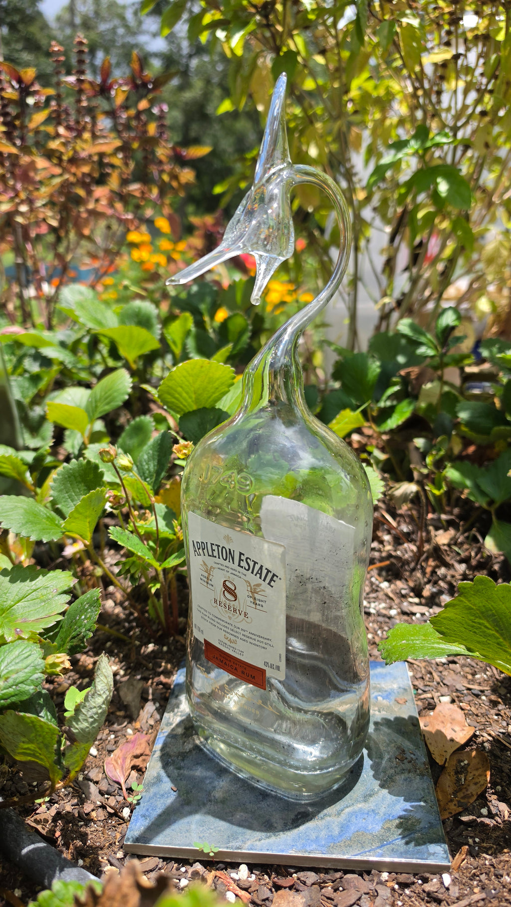 Majestic Glass Marlin Bottle Sculpture – Handcrafted Glass Art