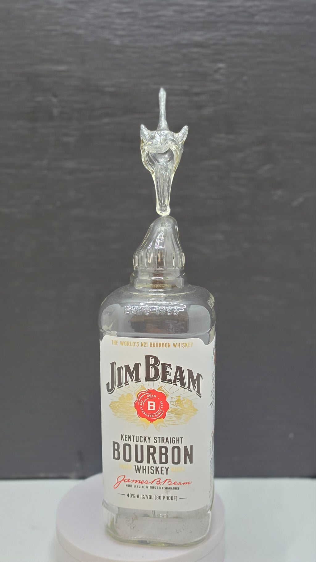 High-Gloss Glass Bottle Marlin Sculpture – Handcrafted Decorative Art