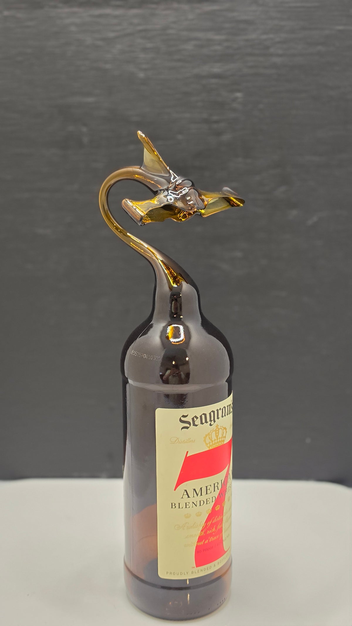Glass Hammerhead Shark Bottle Sculpture – Handcrafted Decorative Art – view 1