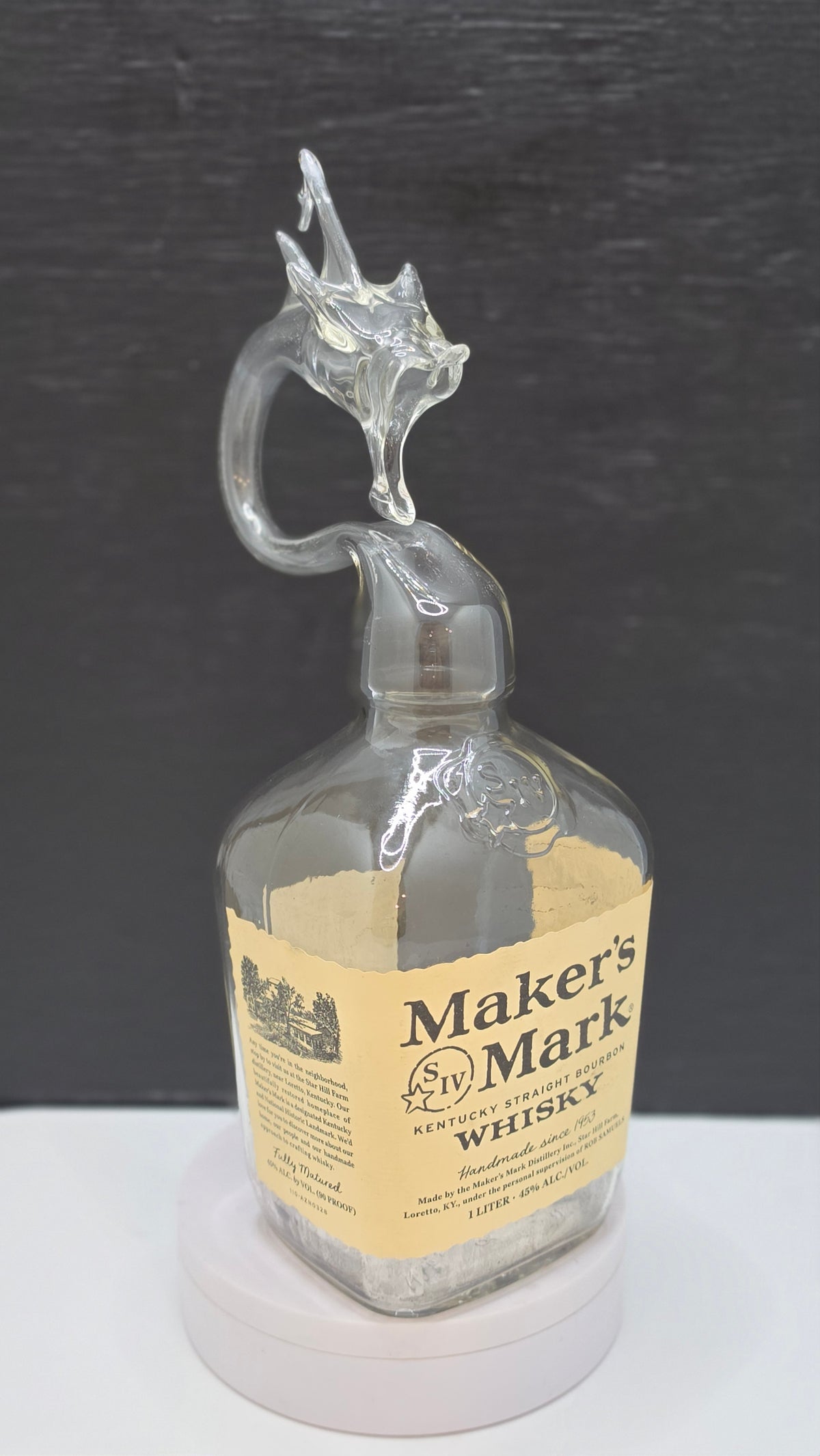 Commanding Glass Dragon Bottle Sculpture – Handcrafted Decorative Art