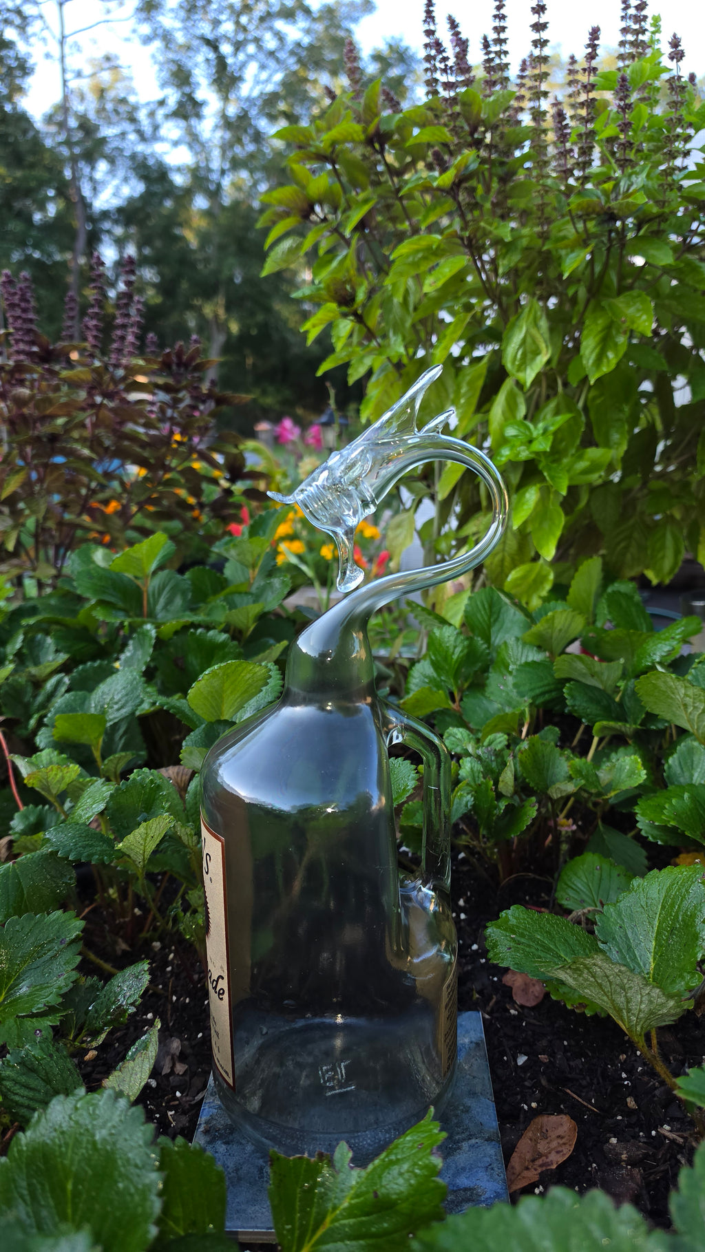 Massive Clear Glass Dragon Bottle Sculpture – Handcrafted Large-Scale Art