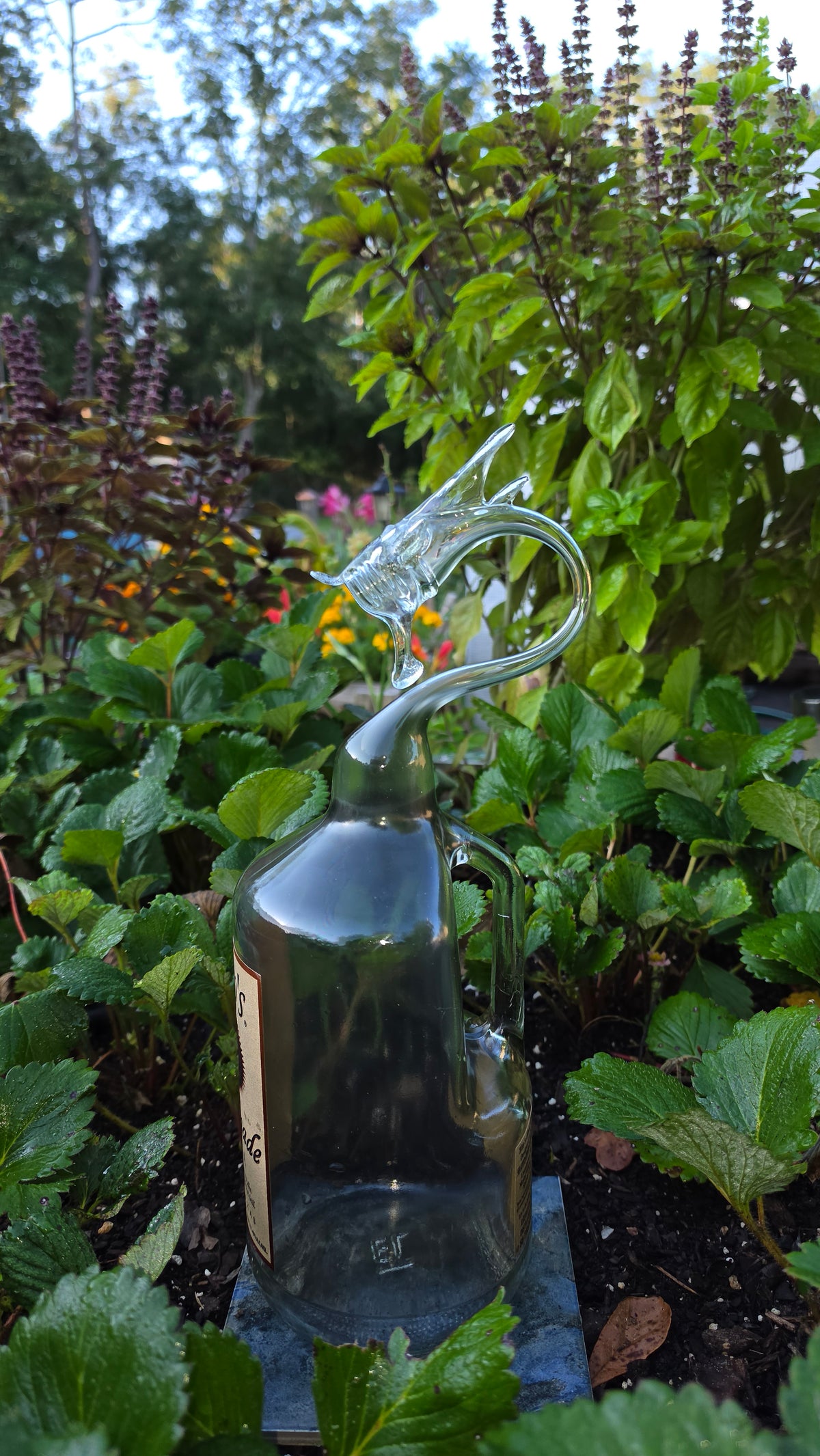 Massive Clear Glass Dragon Bottle Sculpture – Handcrafted Large-Scale Art
