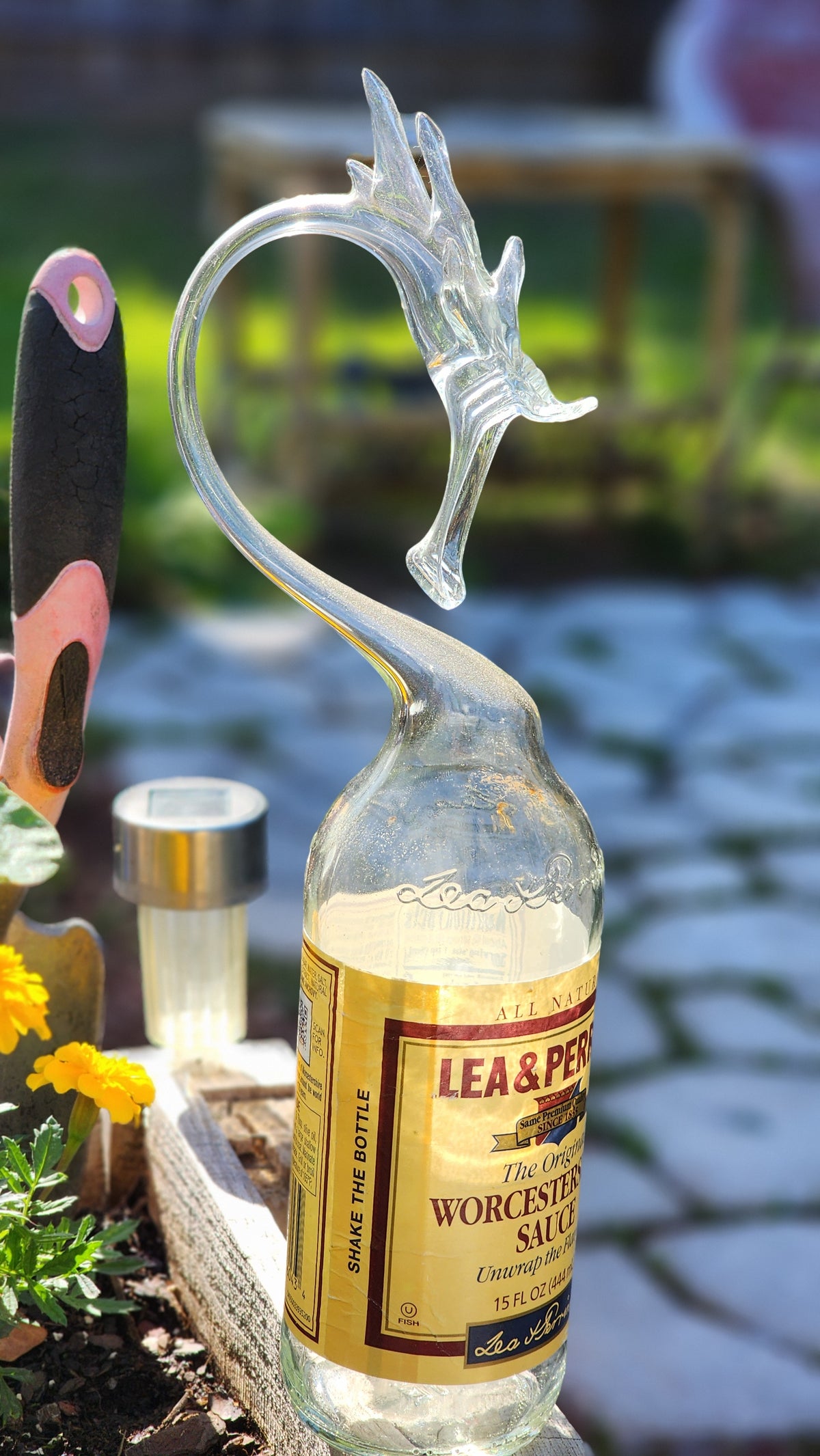 Worcestershire Sauce Dragon Bottle Sculpture – Handcrafted Kitchen Art