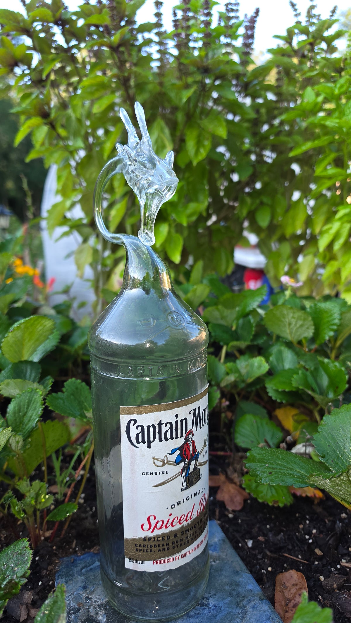 Bold Glass Dragon Bottle Sculpture – Handcrafted Swashbuckling Art