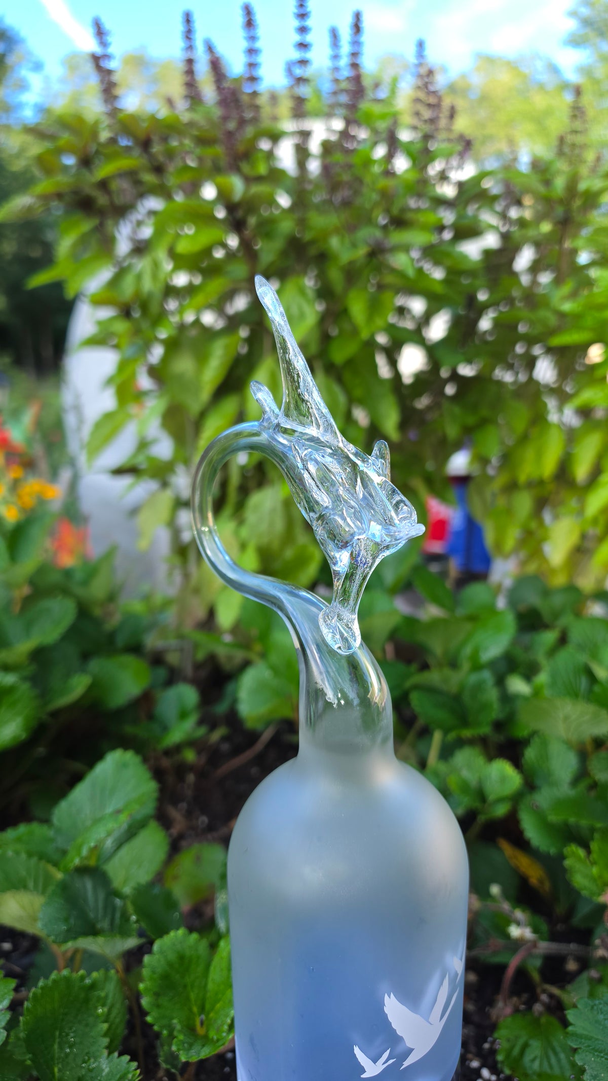 Smooth Clear Glass Dragon Bottle Sculpture – Handcrafted Premium Art