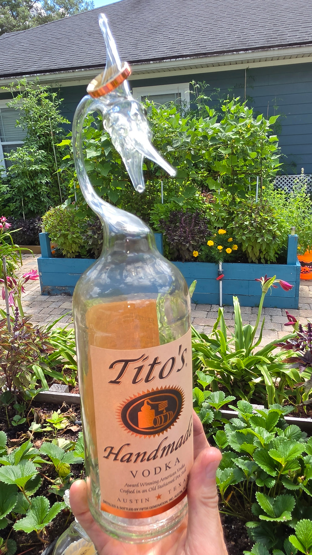 Clear Glass Marlin Bottle Sculpture – Handcrafted Fishing Art Gift