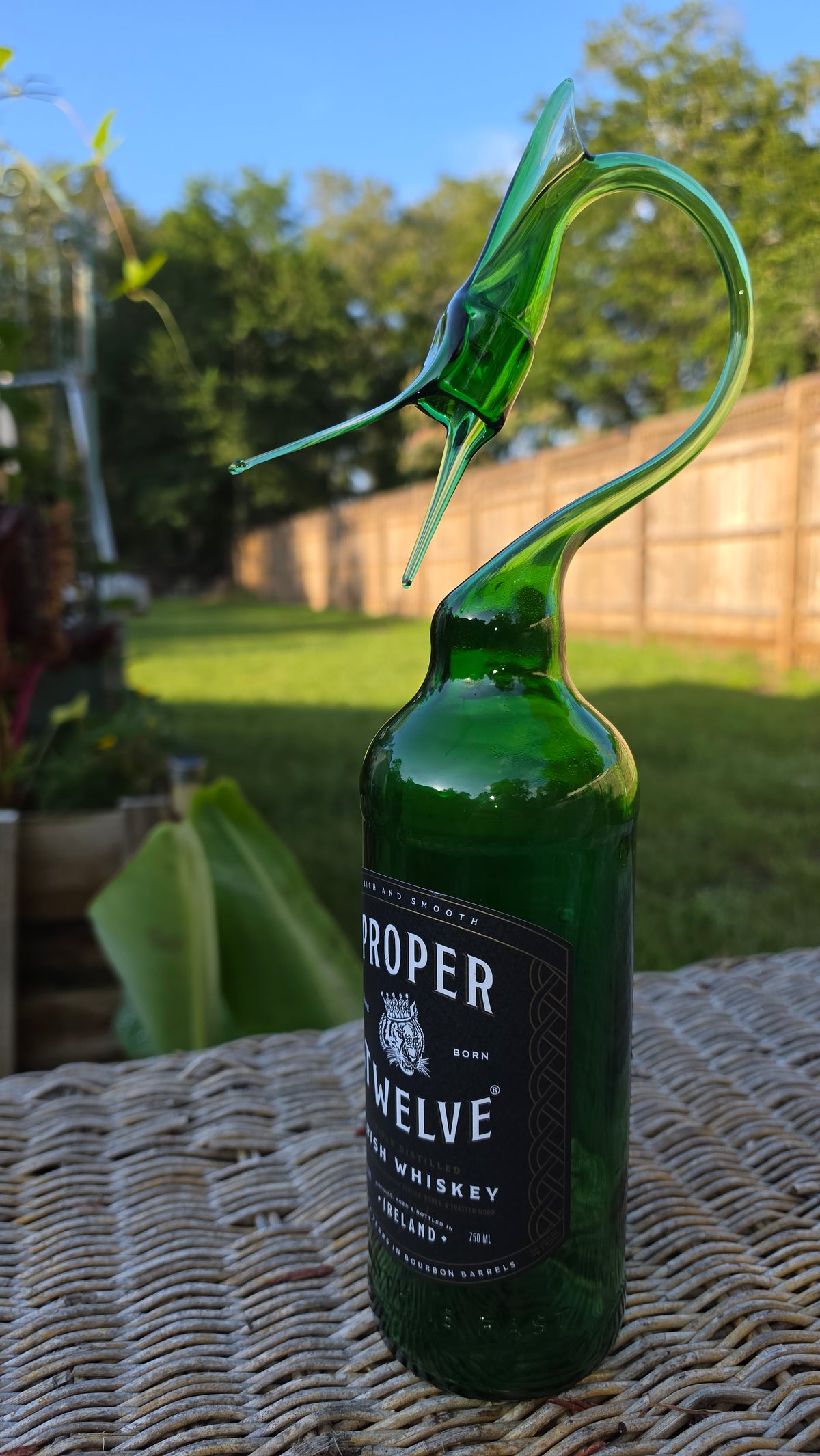 Bold Clear Glass Marlin Bottle Sculpture – Handcrafted Fishing Art