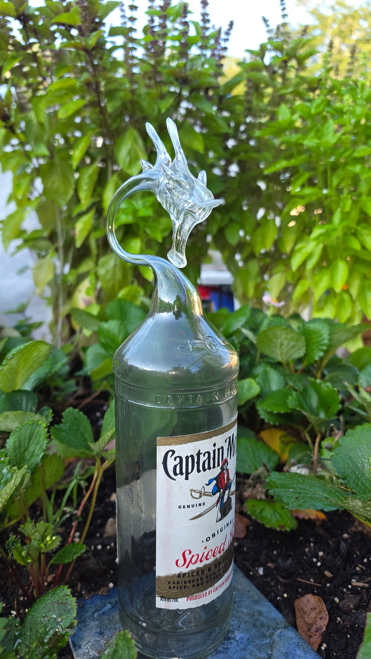 Bold Glass Dragon Bottle Sculpture – Handcrafted Swashbuckling Art