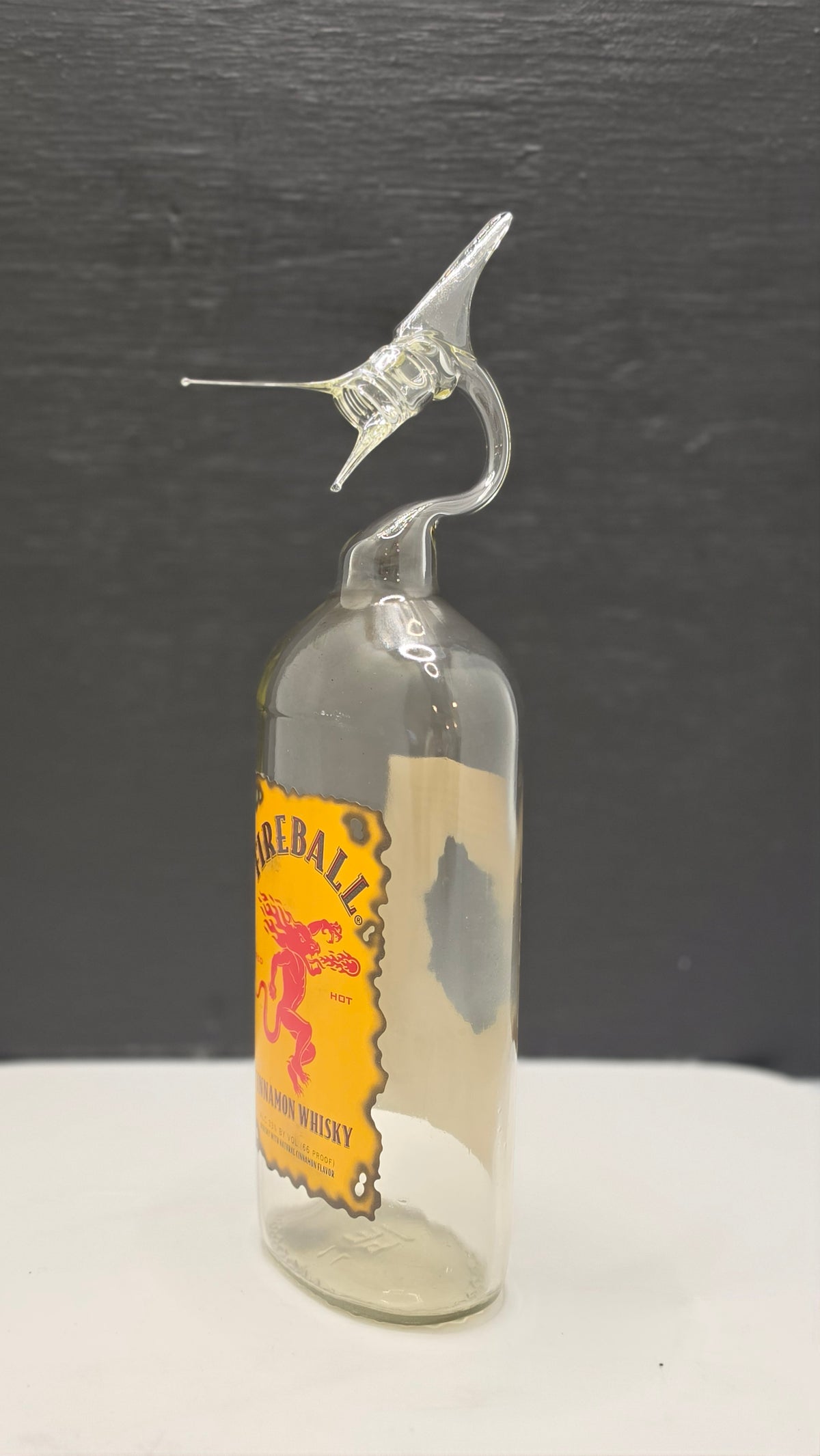 Glass Marlin Bottle Sculpture – Handcrafted Decorative Art – view 1