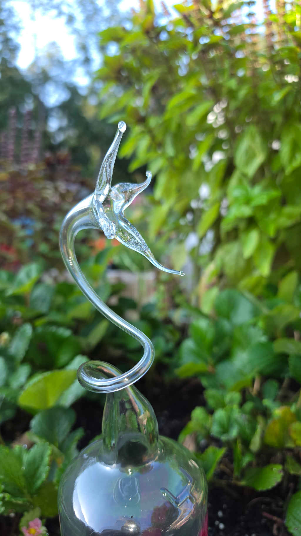 Delicate Glass Lily Bottle Sculpture – Handcrafted Floral Art Piece