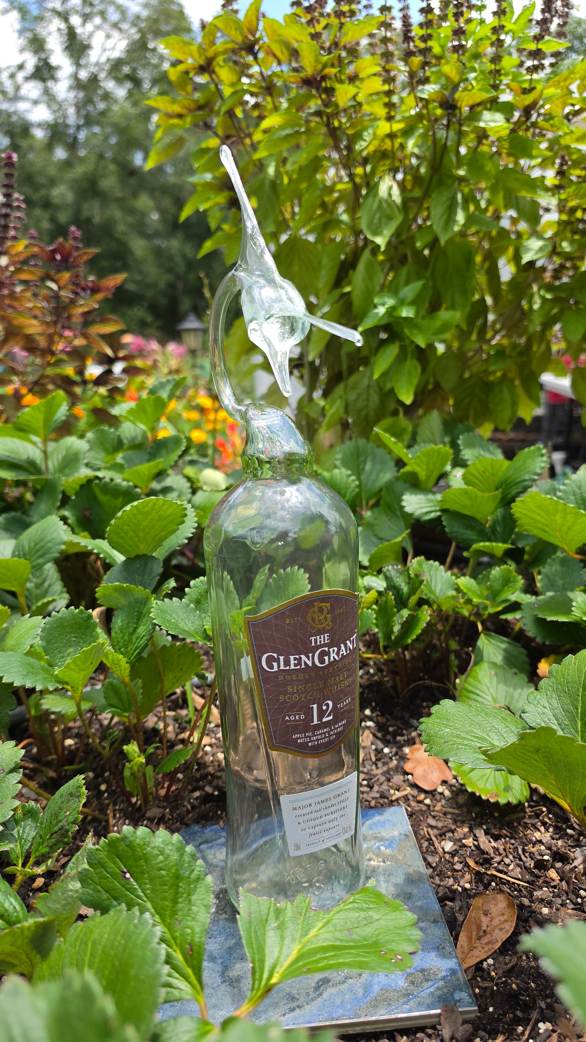 Majestic Glass Marlin Bottle Sculpture – Handcrafted Fishing Art