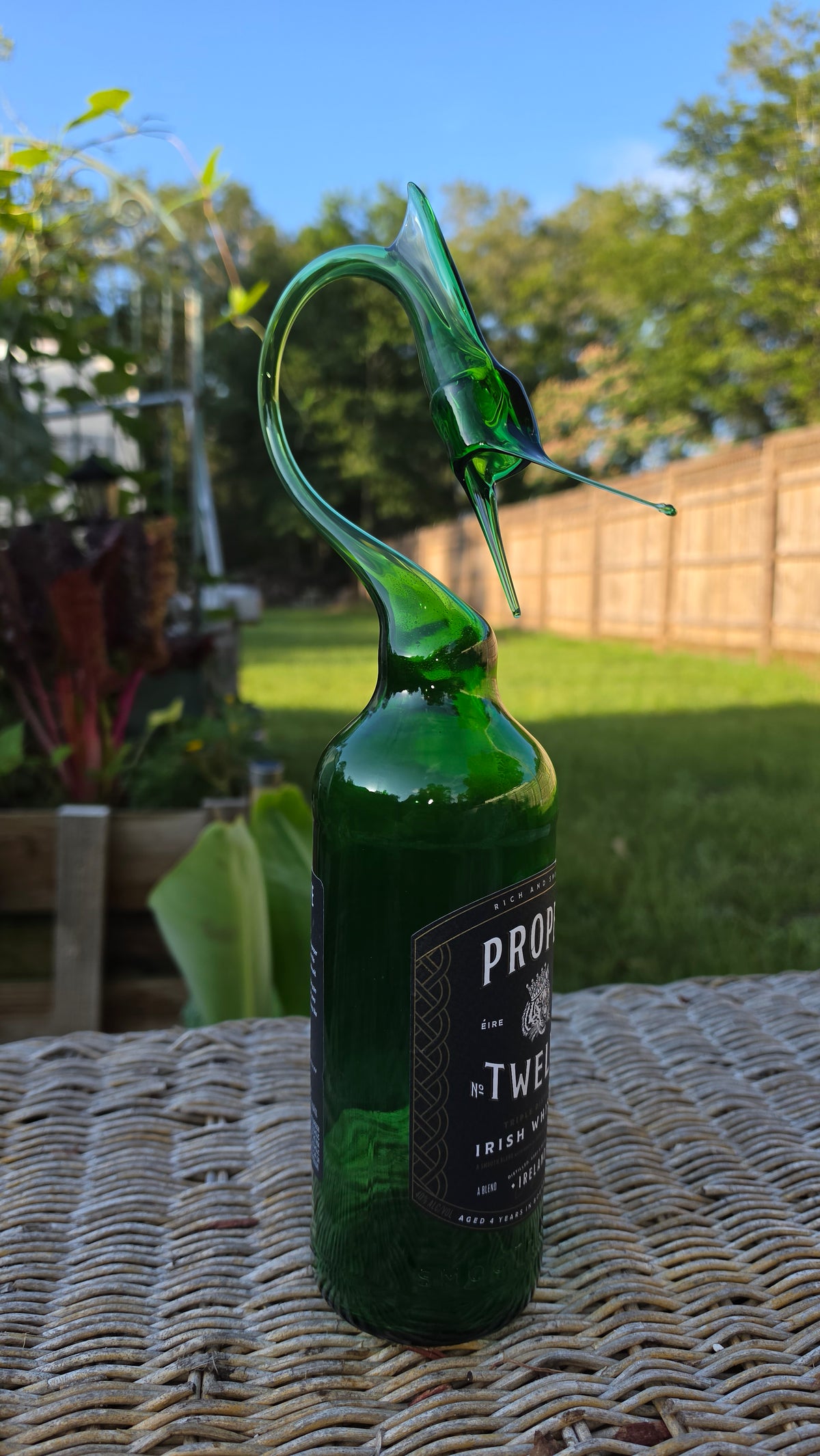 Bold Clear Glass Marlin Bottle Sculpture – Handcrafted Fishing Art