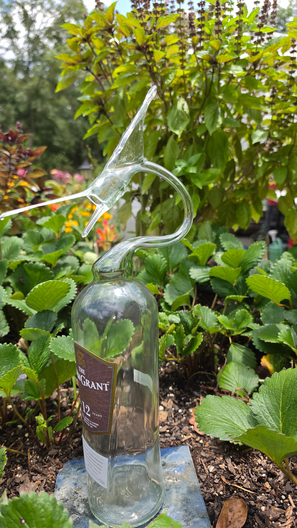 Majestic Glass Marlin Bottle Sculpture – Handcrafted Fishing Art