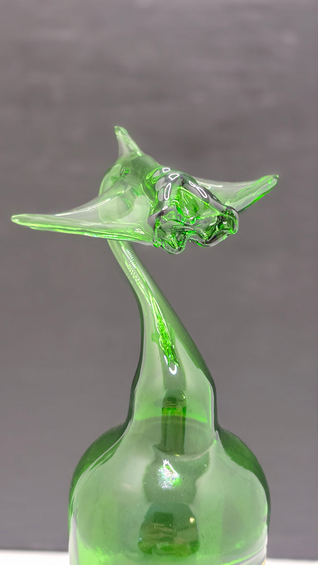 Green Manta Ray Glass Bottle Sculpture – Handcrafted Decorative Art – view 2