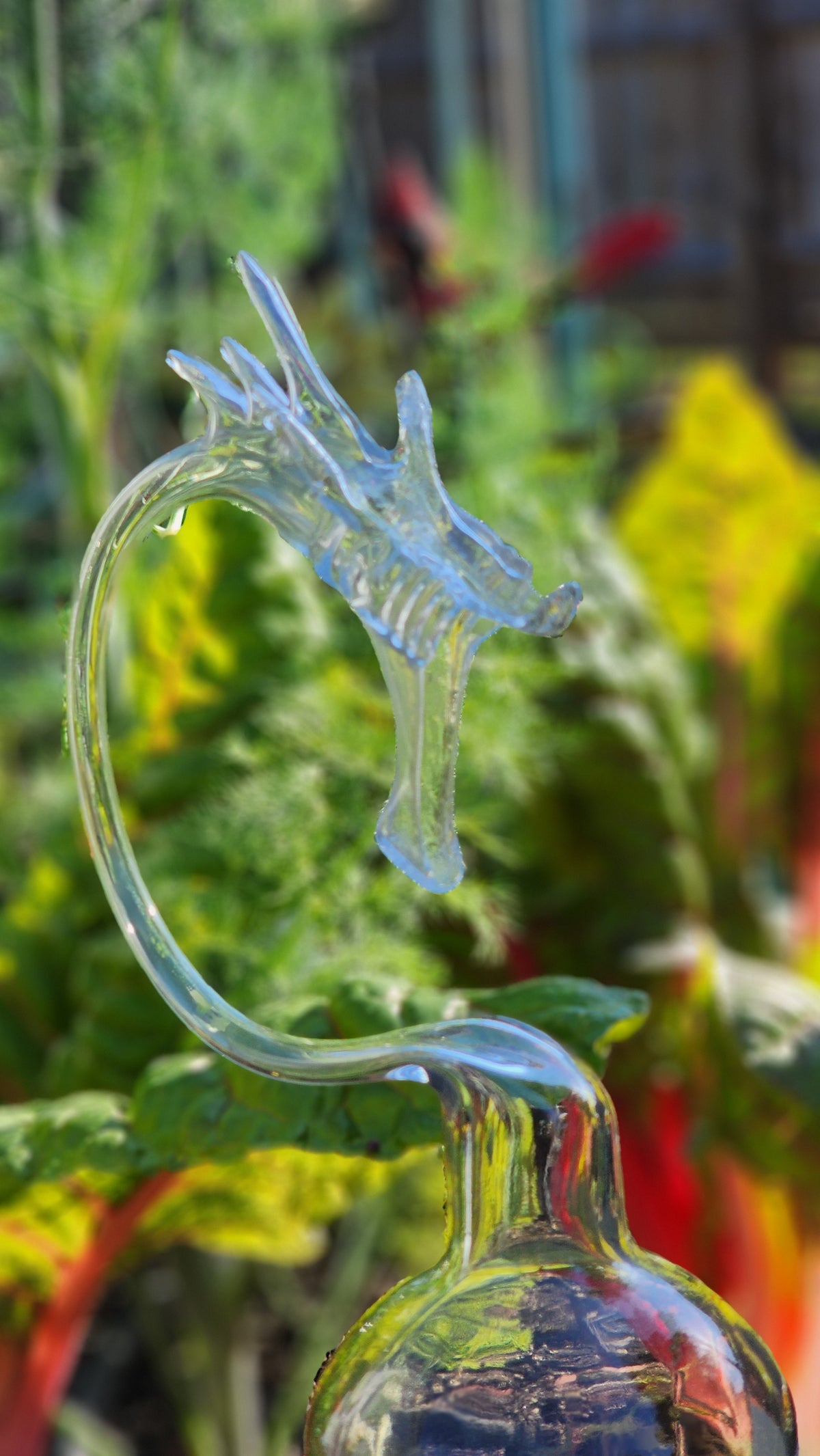 Warm Honey Glass Dragon Bottle Sculpture – Handcrafted Collector's Art