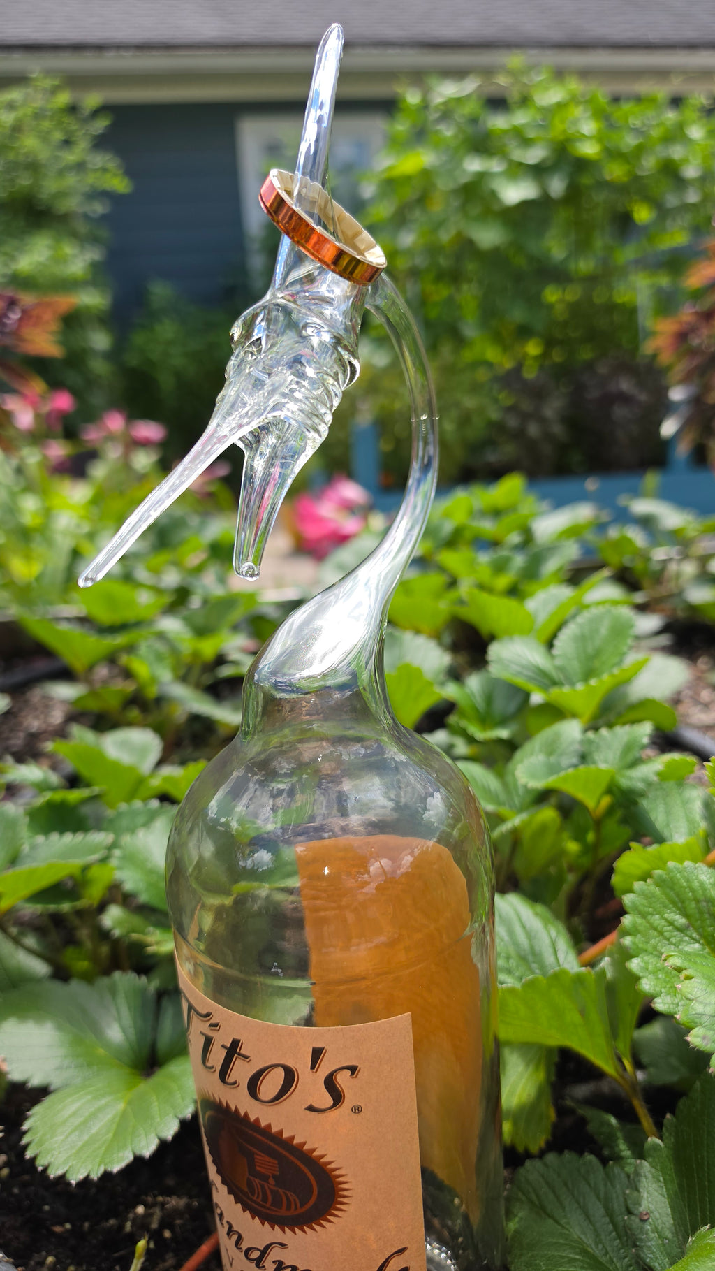 Clear Glass Marlin Bottle Sculpture – Handcrafted Fishing Art Gift