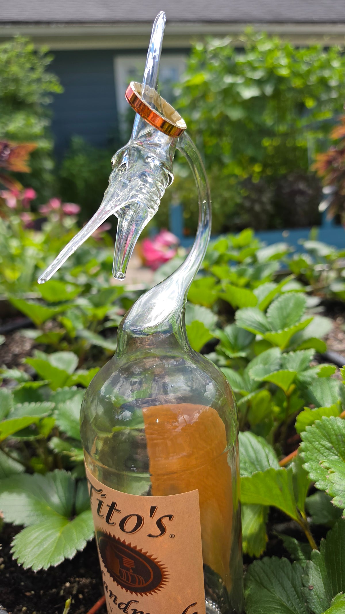 Clear Glass Marlin Bottle Sculpture – Handcrafted Fishing Art Gift