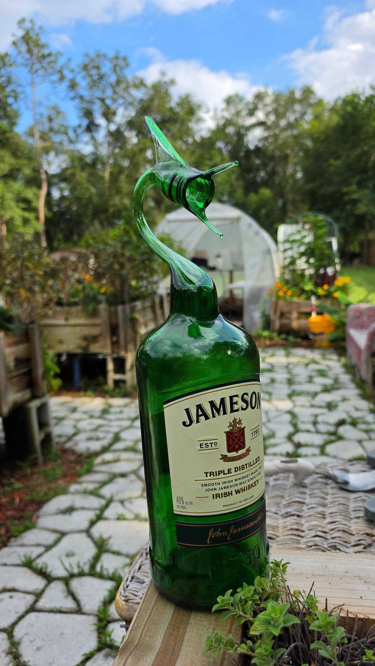 Giant Glass Marlin Bottle Sculpture – Handcrafted Large Format Art