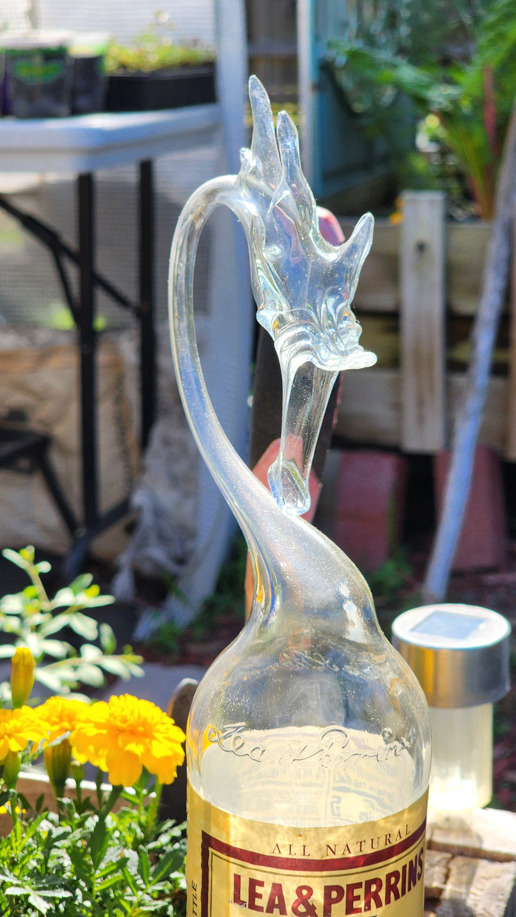Worcestershire Sauce Dragon Bottle Sculpture – Handcrafted Kitchen Art