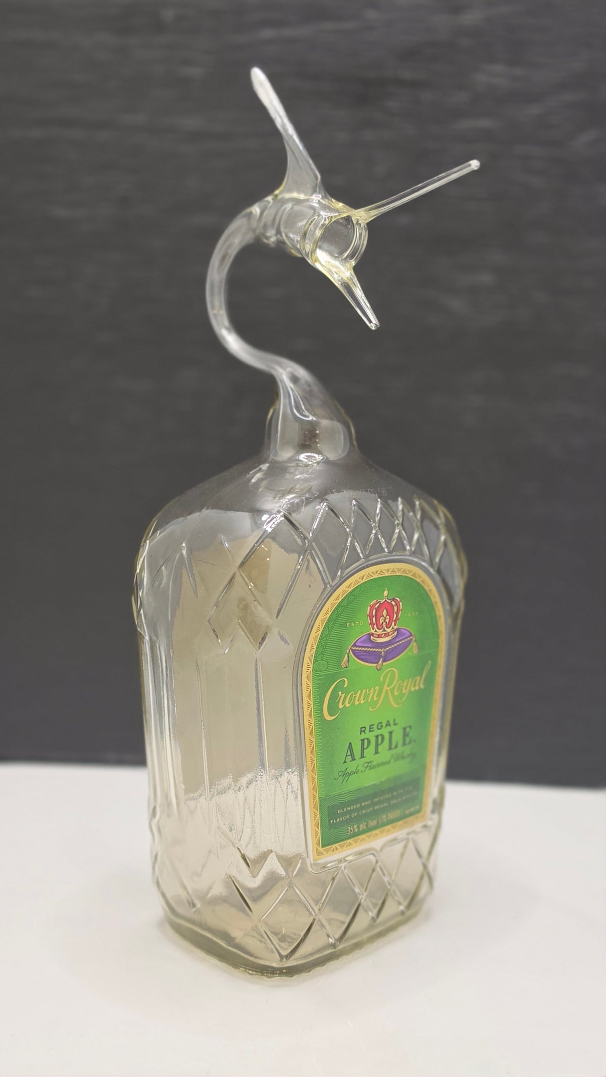 Green Glass Marlin Bottle Sculpture – Handcrafted Decorative Art – view 3