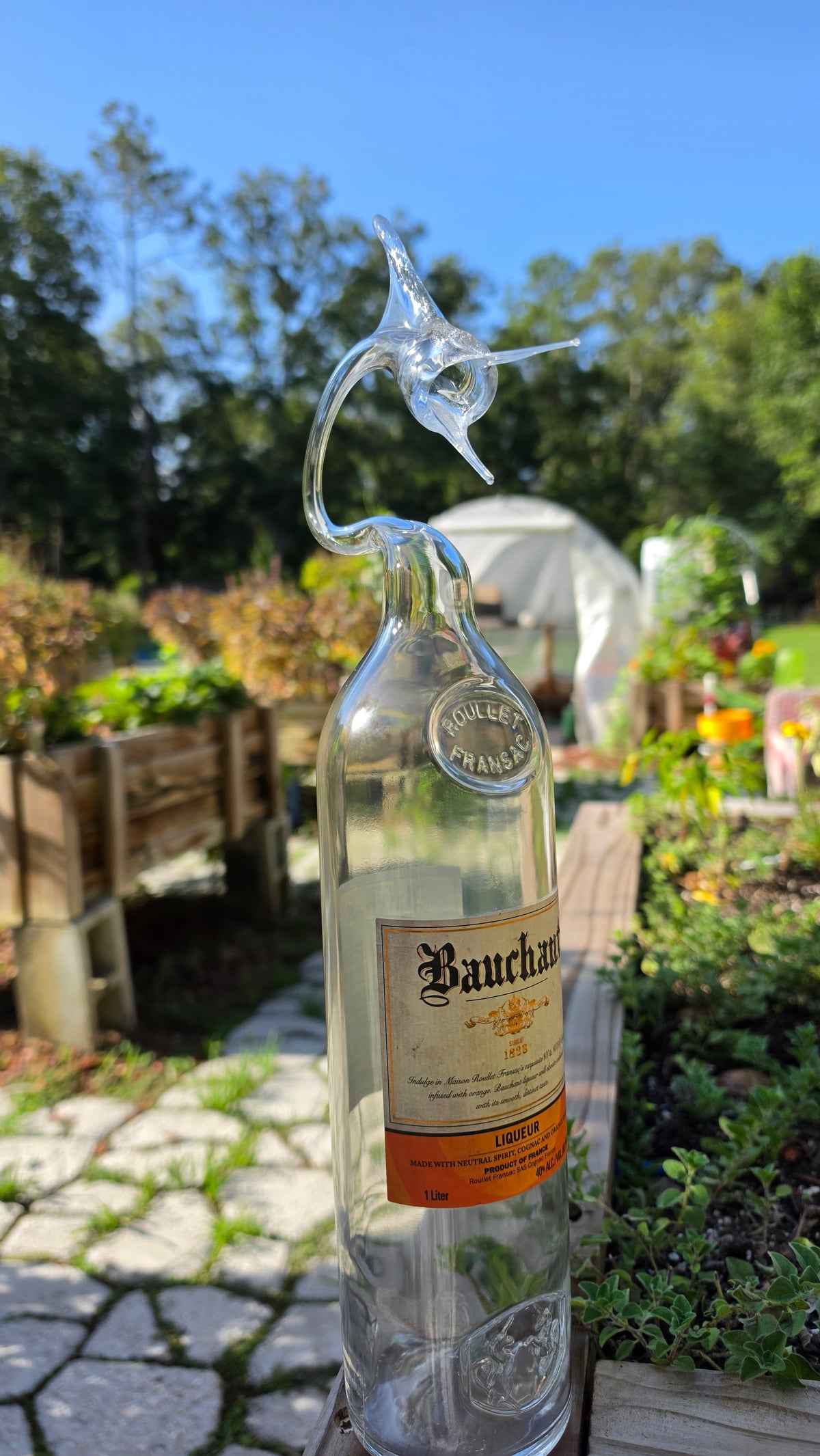 Sweeping Glass Marlin Bottle Sculpture – Handcrafted Decorative Art