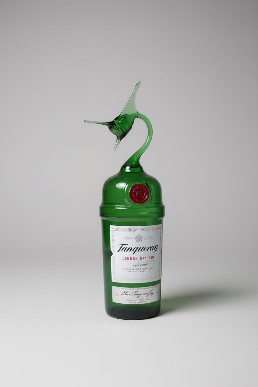 Powerful Glass Marlin Bottle Sculpture – Handcrafted Decorative Art | Not For Consumption